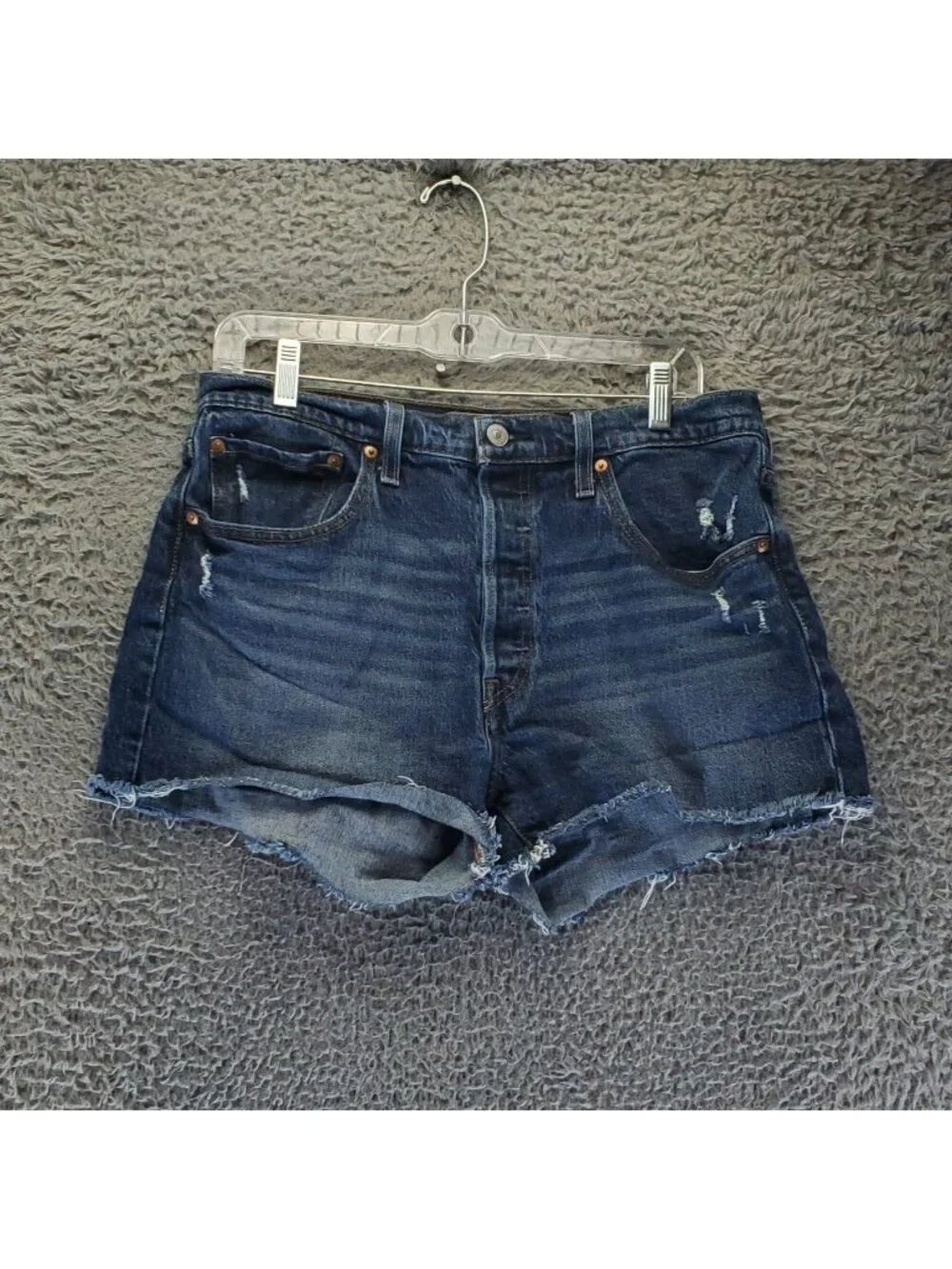 Levis Shorts Womens 31 Blue 501 High-Rise Cutoff Distressed Denim Jorts